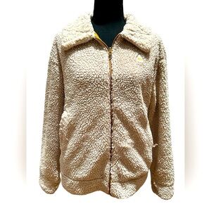 Burton Reversible Sherpa Fleece Lined Bomber Jacket Gold Tan Size Small